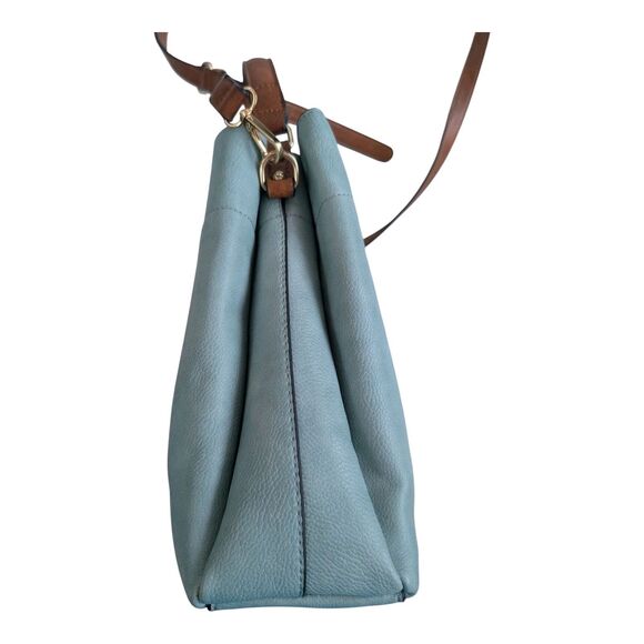 Jen & Co Tati Vegan Leather Satchel Light Teal Medium Top Handle Adjustable - Picture 9 of 12